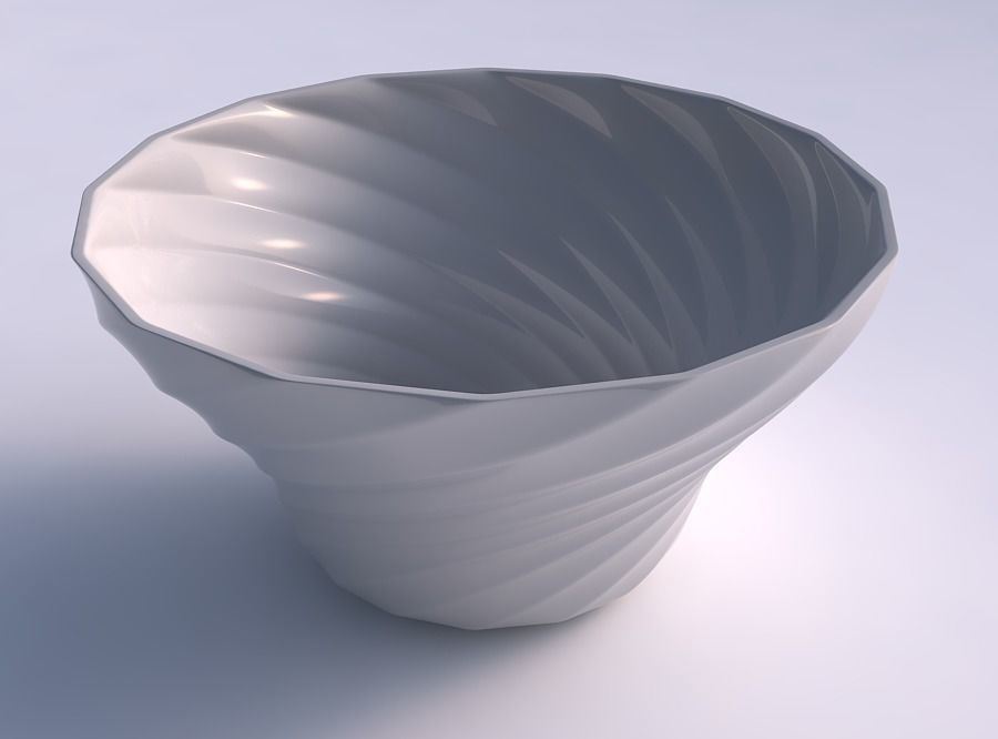 bowl wide twisted bands 2 house decor 3D print model - Mito3D