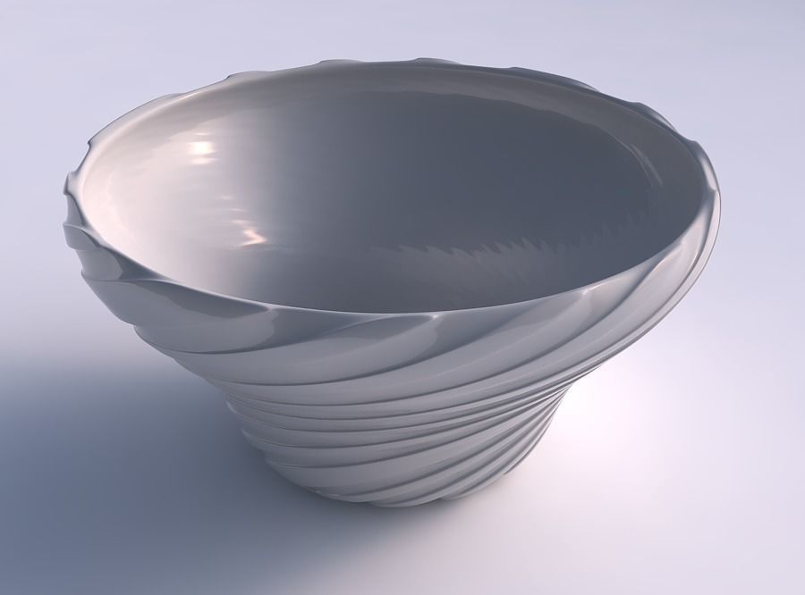 bowl wide twisted smooth ribbons house decor 3D print model - Mito3D