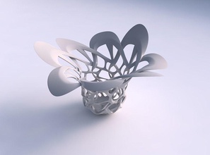 bowl widening interlacing sharp edged lattice streched wavy house decor 3d print model - Mito3D
