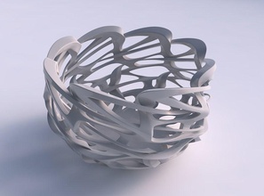 bowl widening interlacing sharp edged lattice twisted tapered 2 house decor 3d print model - Mito3D