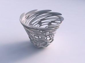 bowl widening interlacing sharp edged lattice twisted tapered house decor 3d print model - Mito3D