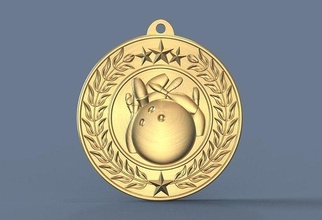 boliche prêmio medalha campeão esporte vencedora toque medalhão troféu esportes ganhar ganhando ouro olimpíadas emblema pings tigela pin imprimível jogos brinquedos 3d print model - Mito3D