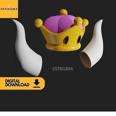 bowsette corona corna stl 3d file digitale scarica super mario bowser carattere giochi giocattoli nintendo luigi pesca film cosplay gioco moda boosette 3d print model - Mito3D