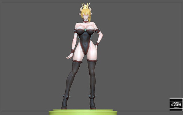 bowsette girl statue anime game character mario peach kupa art sculptures 3d print model - Mito3D