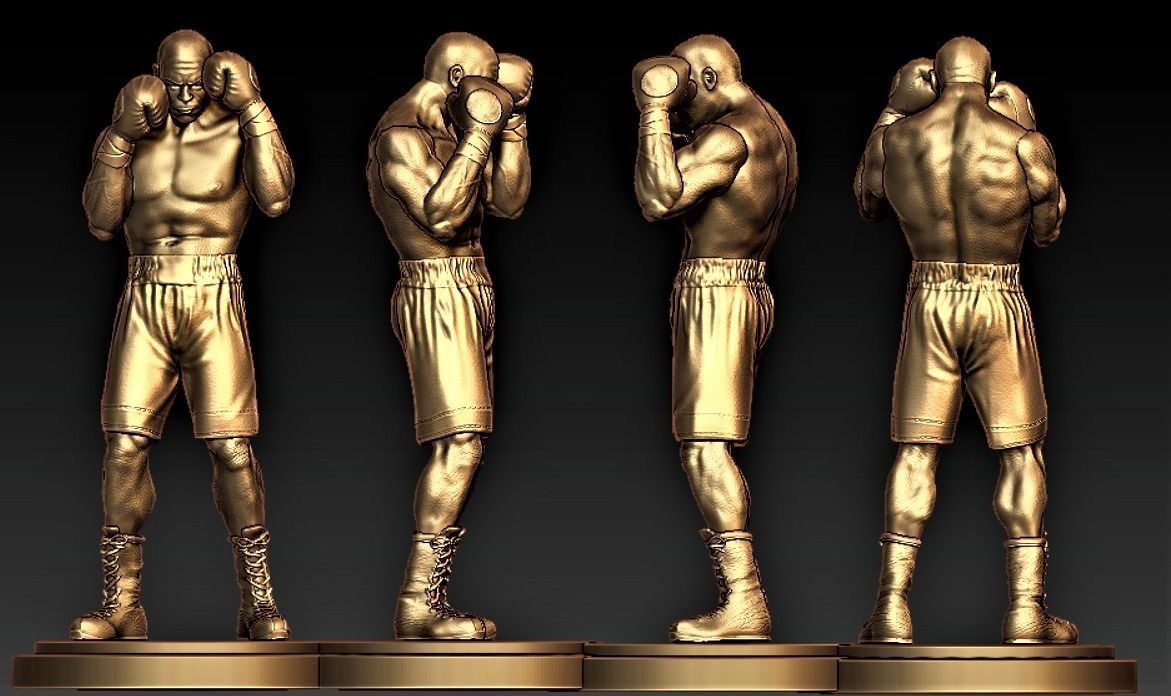 boxer gold boxen statuen bronze zahl skulptur box zbrush kunst körper trophäe skulpturen 3D print model - Mito3D