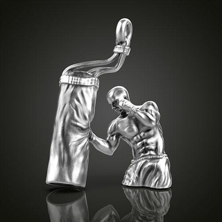 boxer colgante pendiente joyería joya oro plata imprimible anillos libra esterlina platino zbrush impresión 3d boxeo colgantes 3d print model - Mito3D