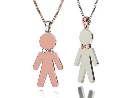 boy pendant necklace children engravable usa canada europe jewelry cad printable gentleman jewellery pendants mother day child 3d print model - Mito3D