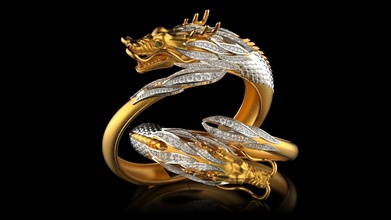 br0001 bracelet dragon bijoux or argent diamant rubis jade bague bracelets 3d print model - Mito3D