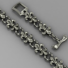 royal lis bracelet 0056 or bijoux argent bijou imprimable crâne bracelets chaîne collier 3d print model - Mito3D