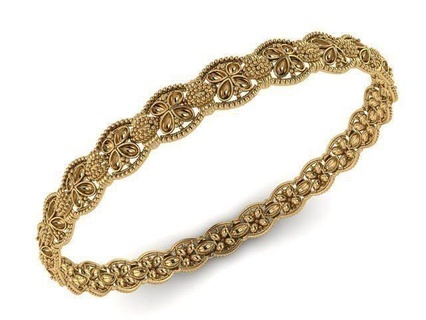 pulsera imprimible oro joyería tradicional diamante esposas solitario mujer Moda brazaletes nupcial brazalete compromiso indio joya 3d print model - Mito3D