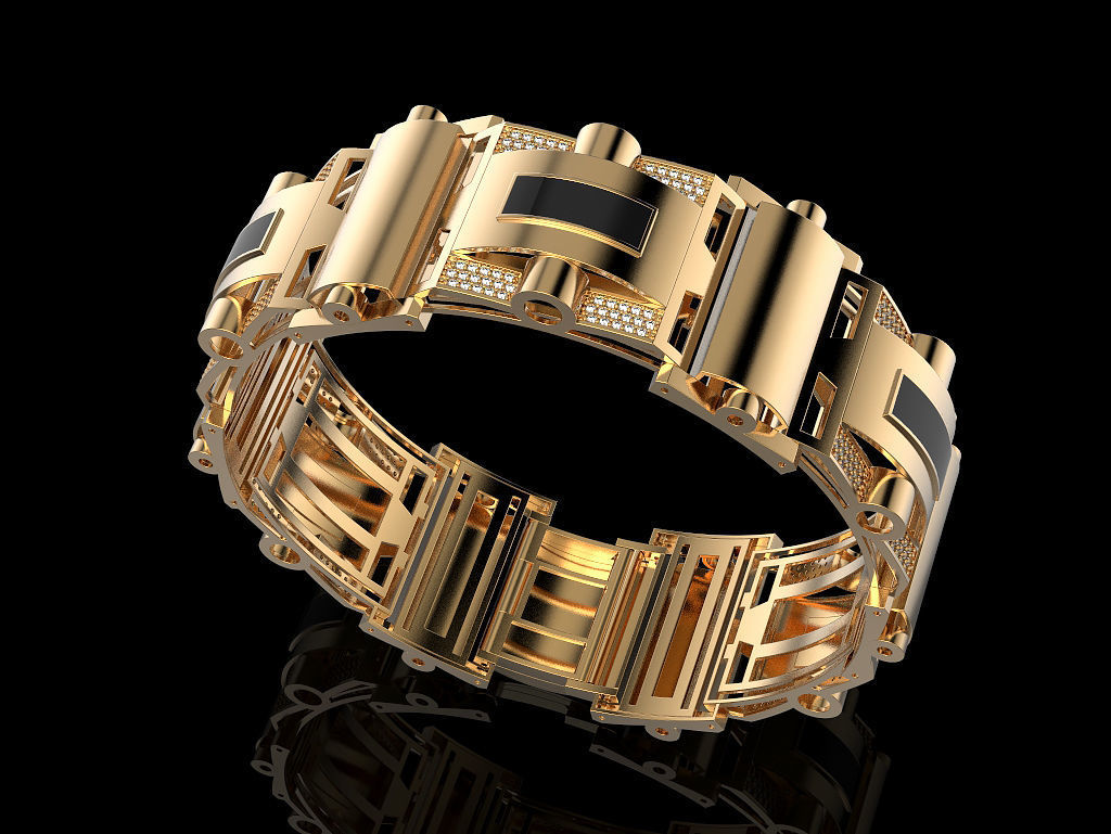 bracelet jewelry print 3dprinted jewellery printable design jewel golden fashion printabl printing gold prototyping silver biker men man bracelets 3D print model - Mito3D