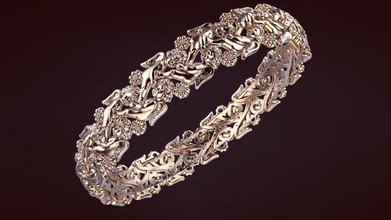 braccialetto gioielli angeli fiore oro argento gemma stampabile la sterlina vintag cad moda e bellezza bracciali 3d print model - Mito3D
