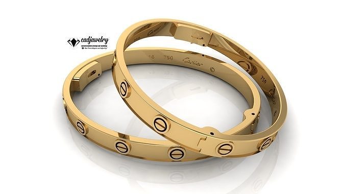 bracelet cartier love bangle gold jawelry silver diamond printable pretty fashion beauty sterling cuban chain miami jewelry bracelets 3D print model - Mito3D