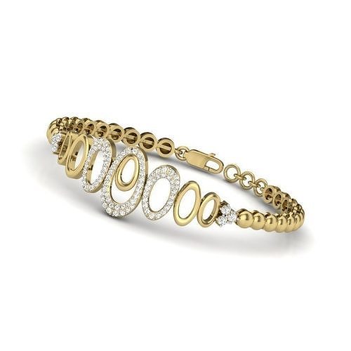 braccialetto oro diamanti diamante fiore gioielleria moda accessori design braccialetti argento stampabile squillare gioiello nozze gemma fidanzamento 3D print model - Mito3D