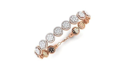 bracelet - 3 diamond gold bangle jewelry jewel sterling printable silver wedding shining engagement jewellery platinum brilliant gem luxury bracelets 3d print model - Mito3D