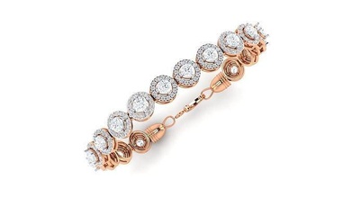 pulsera 4 oval diamante in rosa oro brazalete joyería joya libra esterlina imprimible plata boda brillante compromiso platino lujo esposas 3d print model - Mito3D
