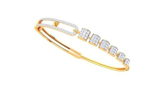 bracelet - 6 diamond bangle gold jewelry jewel sterling printable silver wedding shining engagement jewellery platinum brilliant gem luxury bracelets 3d print model - Mito3D