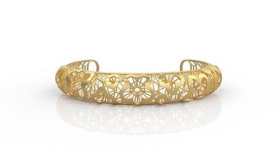 bracelet 069 bracelets gold jewellry wristband wriststrap wristlet printable bangle silver flower floral jewelry 3d print model - Mito3D