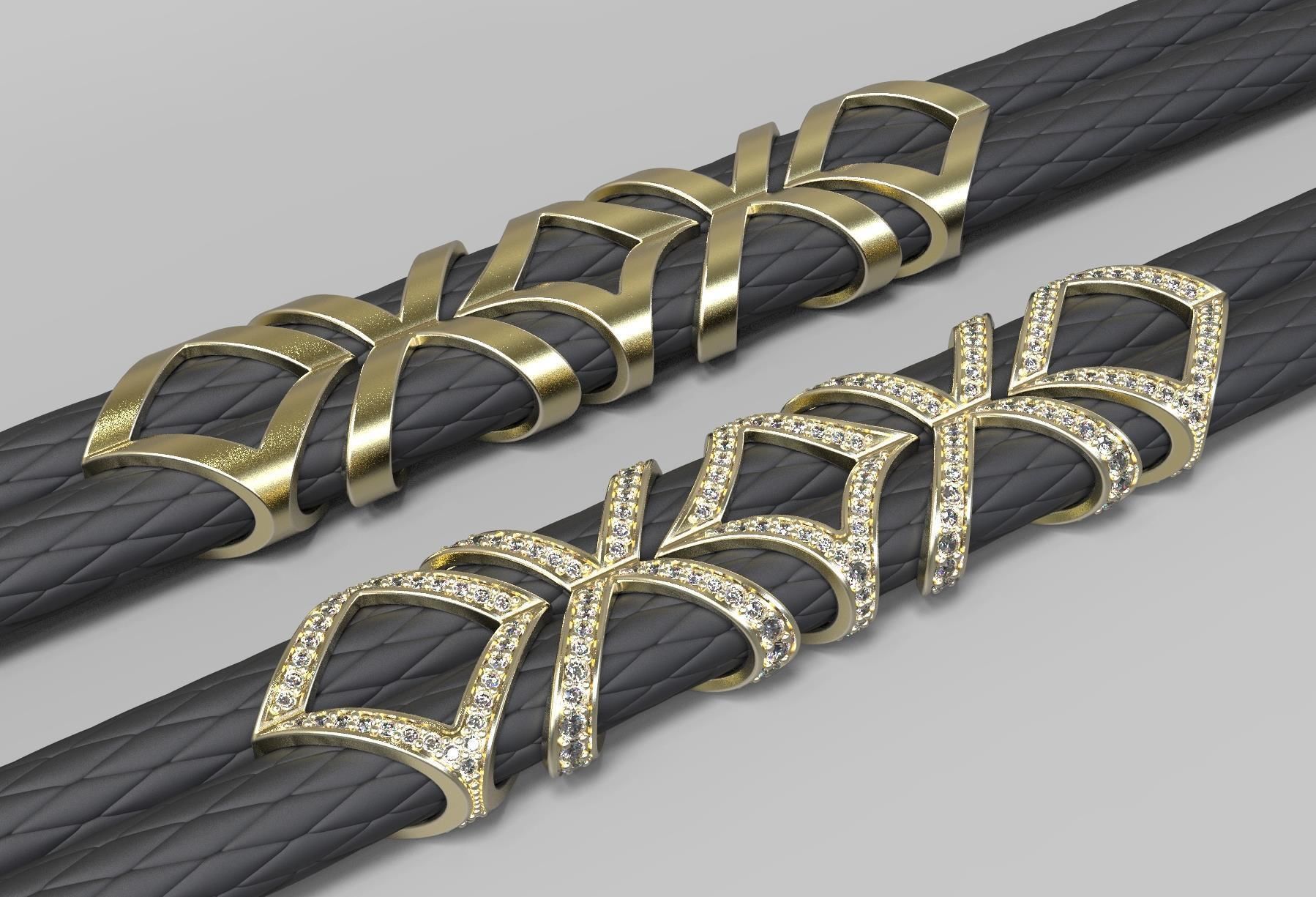 bilezik b001 mücevher takı altın gümüş yazdırılabilir taş elmas moda güzellik cad sterlin gergedan deri dantel silgi bilezikler 3D print model - Mito3D