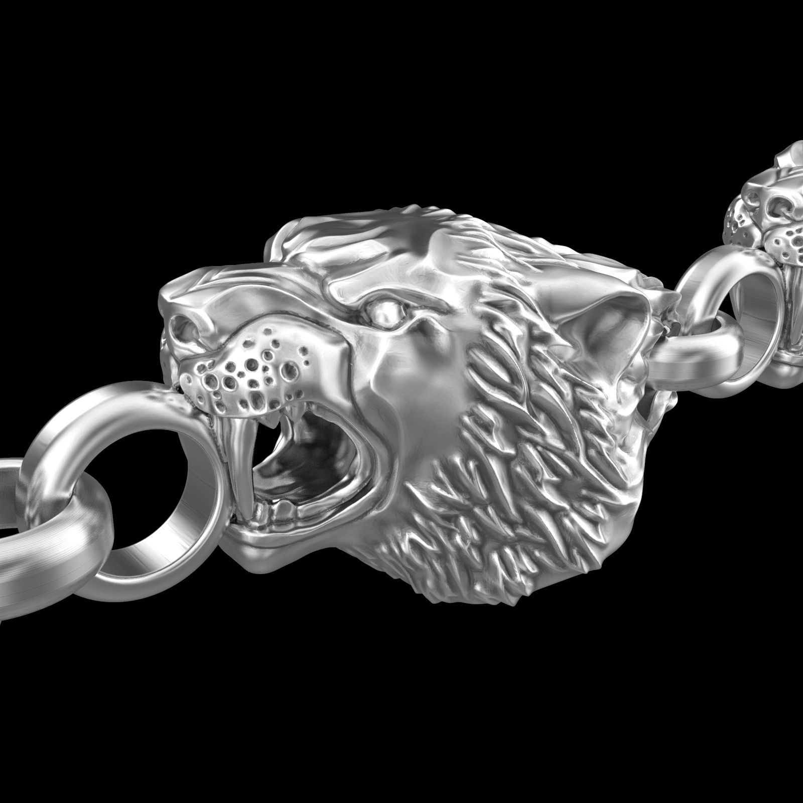Armband b006 Schmuck Juwel gold Silber bedruckbar ist Platin sterling prototyping - Kette Kopf Tier Armbänder tiger 3D print model - Mito3D