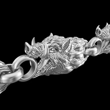 bracciale b010 gioielli gioiello oro argento stampabile disco di platino la sterlina prototipazione braccialetto catena testa animale stampa in ottone vintag bracciali il cinghiale moda e bellezza cad 3d print model - Mito3D