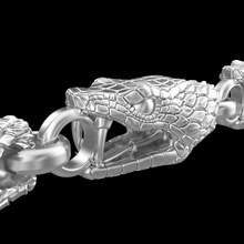 pulseira b015 serpente jóia joalheria ouro prata imprimível jóias platina esterlina prototipagem cabeça animal pulseiras cobra pitão poção réptil dragão 3d print model - Mito3D