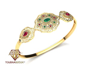 bracelet Beldi floral style 2021 3d stl or argent impression bijoux rubis diamant émeraude mariage imprimable gemme bague blanc sterling 3d print model - Mito3D