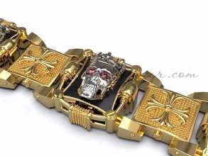 bracelet br 75 king jewelry print 3dprinted jewellery printable design jewel golden fashion printing gold silver biker bracelets skull 3d print model - Mito3D
