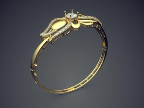 bracelet cad-6009 bijoux brillant cad de la conception détail le diamant l'engagement gem or joyau platine imprimable l'anneau les anneaux d'argent mariage bracelets 3d print model - Mito3D