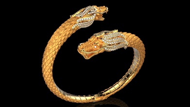 carrera y bilezik circulos fuego ejderha takı altın yazdırılabilir yılan daireler ateş yaban hayatı mücevher bilezikler toplamak etkileyici zamansız büyü antik 3d print model - Mito3D