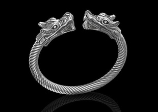 braccialetto drago grande gioielleria squillare fascino cinturino polso braccialetti d'oro argento gioiello spazzolato anelli 3d stampa diamante gemma oro nozze 3d print model - Mito3D