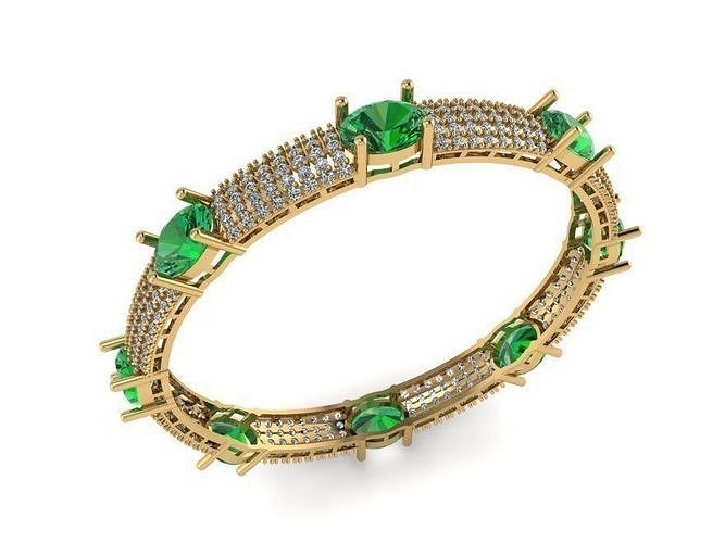 pulsera Esmeralda brazalete oro imprimible Moda diamante mujer brazaletes nupcial compromiso indio esposas joyería tradicional solitario joya 3D print model - Mito3D