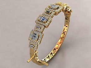 bracelet mode luxe or imprimable moderne bijoux argent diamant mariage blanc bracelets yourman gemme brillant beauté baguette 3d print model - Mito3D