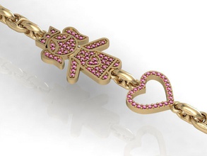 bracciale ragazza cuore gioielli braccialetto ragazzo di sesso femminile moda esclusivo cad dettaglio gemme oro argento collane stampabile anello diamanti bracciali 3d print model - Mito3D