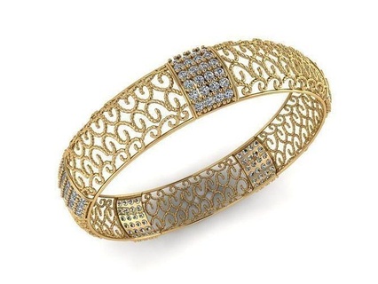 pulsera oro filigrana brazalete diamantes arete imprimible anillo colgante pendiente diamante solitario mujer Moda brazaletes nupcial compromiso indio esposas joyería joya 3d print model - Mito3D