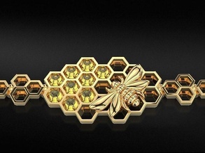 bracelet nids d'abeilles abeille 687 3dprinted conception mode or d'or bijou bijoux impression imprimable prototypage argent bracelets 3d print model - Mito3D