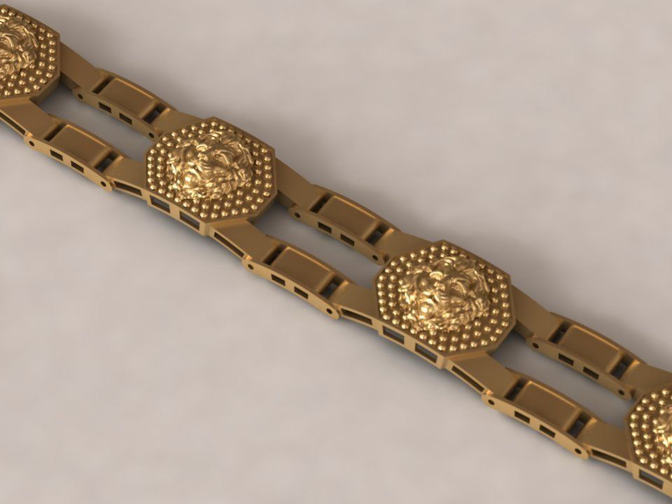bracelet lion jewelry wrist gold white yellow bracelets 3D print model - Mito3D