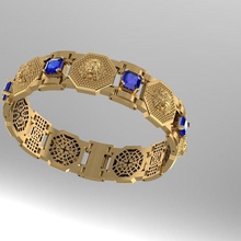 bracelet lion sappires jewelry gold printable bracelate cad bracelets 3d print model - Mito3D