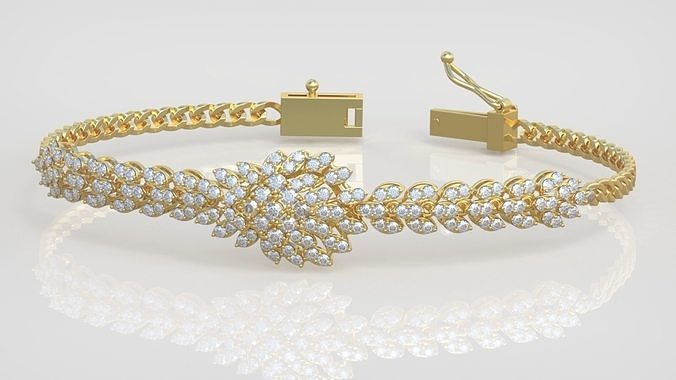 braccialetto modello 3d stampabile 0050 gioielleria gioiello pendente ciondoli lusso anelli squillare orecchino orecchini collana nozze diamante oro platino argento Catene braccialetti 3D print model - Mito3D