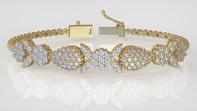 braccialetto modello 3d stampabile 0051 gioielleria gioiello pendente ciondoli lusso anelli squillare orecchino orecchini collana nozze diamante oro platino argento Catene braccialetti 3D print model - Mito3D
