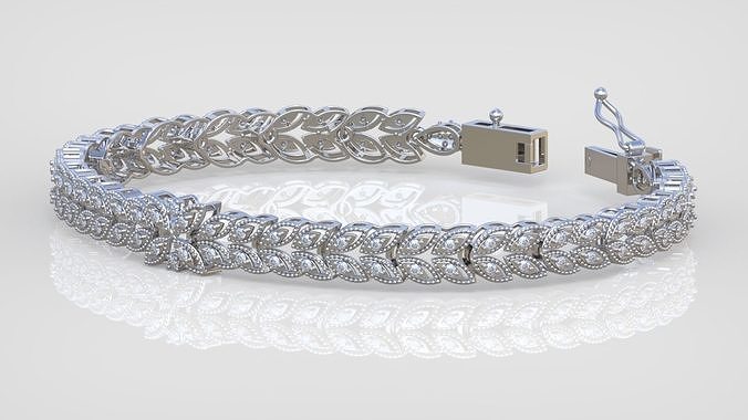 braccialetto modello 3d stampabile 0052 gioielleria gioiello pendente ciondoli lusso anelli squillare orecchino orecchini collana nozze diamante oro platino argento Catene braccialetti 3D print model - Mito3D