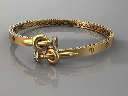 bracelet nails gold jewelry silver diamond jewellery gem bracelet bracelets nails jewel nail fashion  3d print model - Mito3D