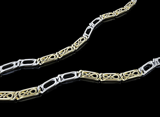 Armband Halskette Verknüpfung Gold Kette Silber Kettenglied Kettenhemd Schmuck 3d Modellieren kreativ Design Animation weiblich männlich Frauen Armbänder 3D print model - Mito3D