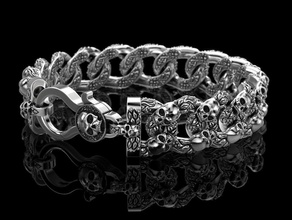 braccialetto vero motociclista gioielleria stampa 3dprinted stampabile design gioiello d'oro moda stampa oro prototipazione argento uomo cranio braccialetti 3d print model - Mito3D