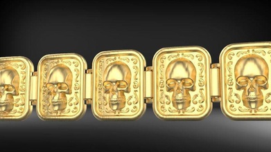 Armband Schädel gold Kunst Schmuck Platin Silber bedruckbar ist Juwel - Dekoration Mode Armbänder 3d print model - Mito3D