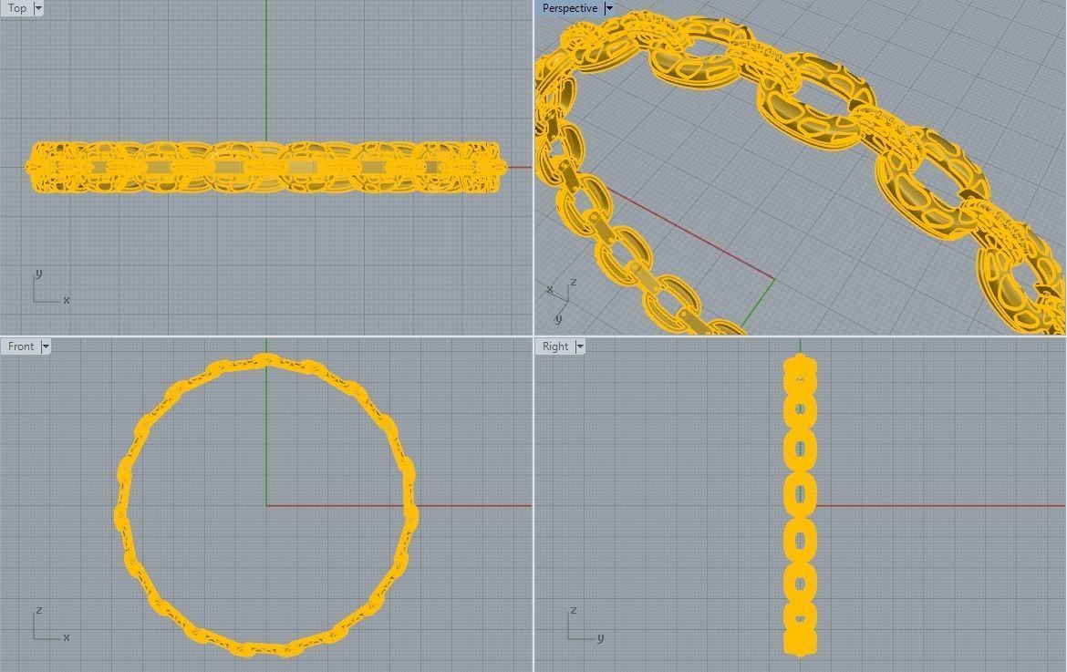 pulsera serpiente oro cadena imprimible joyería joya esposas 3D print model - Mito3D