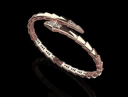 bracelet serpent grogner annulaire bague choc bijoux argent or imprimable anneaux bijou diamant animal bracelets 3d print model - Mito3D