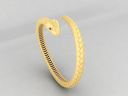 pulsera serpiente brazalete oro mujer joyería joya impresión 3dprinted imprimible diseño dorado Moda prototipos esposas 3d print model - Mito3D