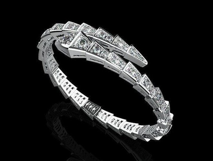 bracelet serpent bague or bijoux argent imprimable anneaux diamant bijou collier boucles d'oreilles bracelets 3d print model - Mito3D