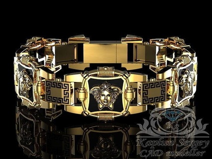 pulsera Versace emblema oro plata joyería joya esposas 3d print model - Mito3D